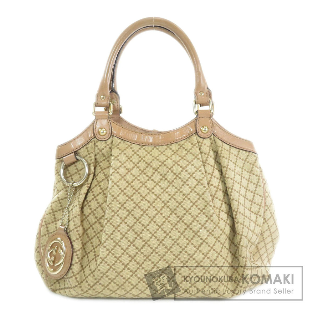 Gucci Diamante Leather Handbag Canvas - Picture 2 of 11